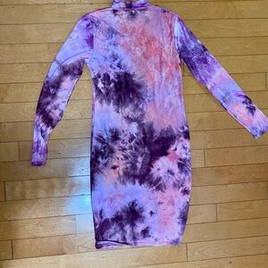 Fashion Nova Purple Pink Long Sleeve Bodycon Dress